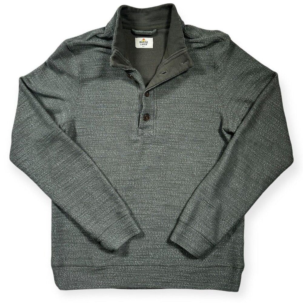Marine Layer Men's Small Henley‎ Style Knit Pullover Green